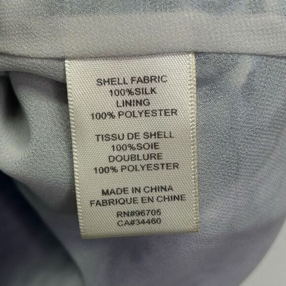 Rebecca Taylor Blue Leopard Print Tiered Peplum Sleeveless Silk Top Size 10 - Picture 7 of 12